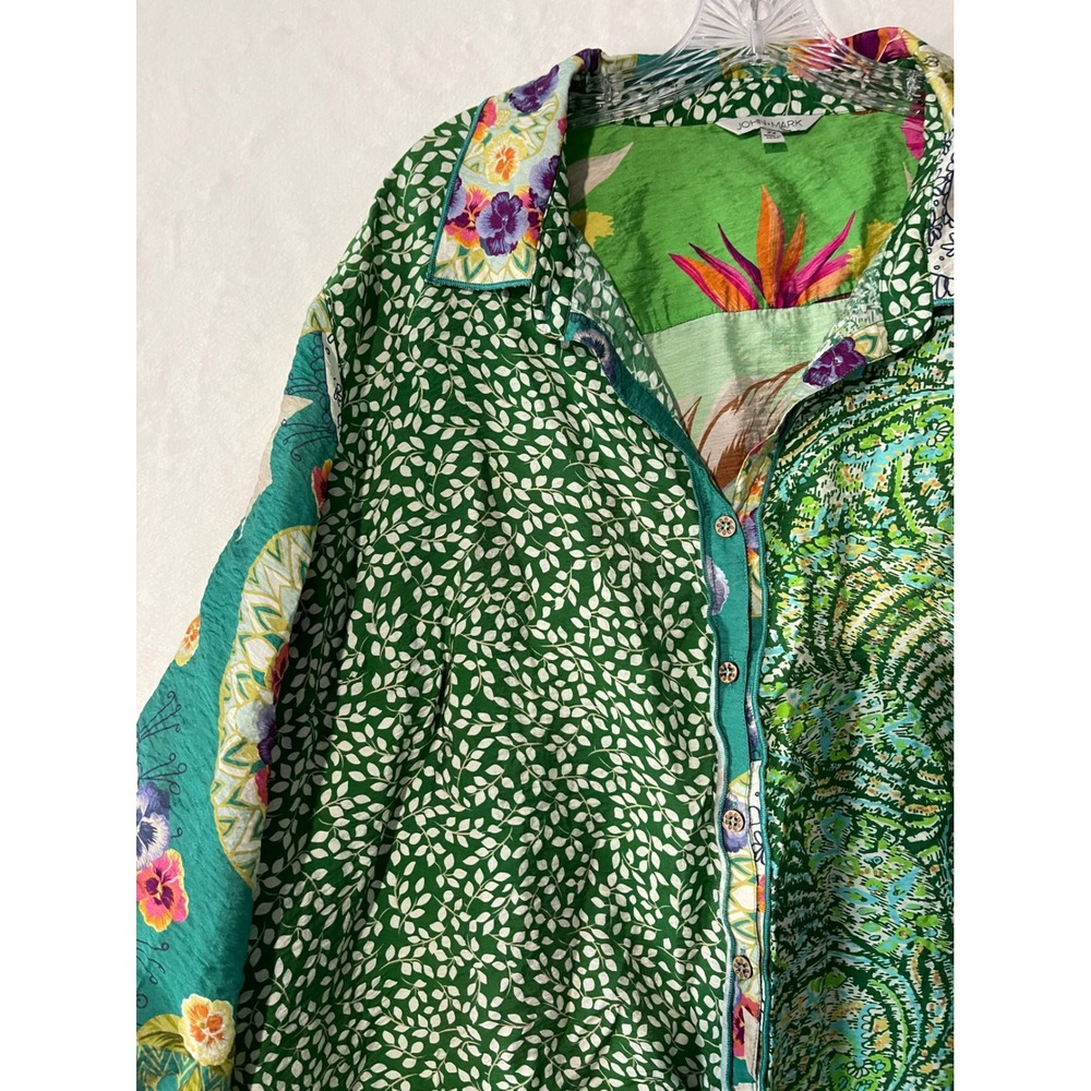 JOHN MARK Patchwork Mixed Print Button Down Shirt… - image 5
